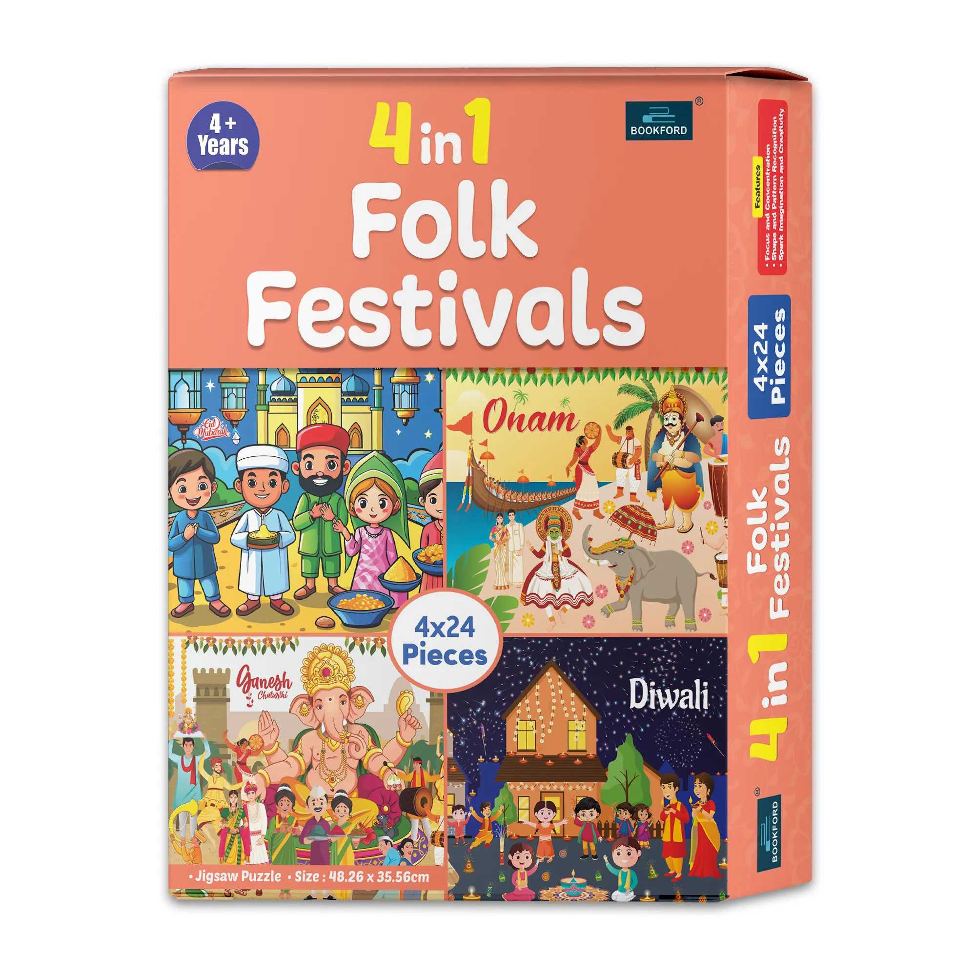 4 In 1 Folk Festivals Jigsaw Puzzle Game & Fun And Learning 96 Pieces