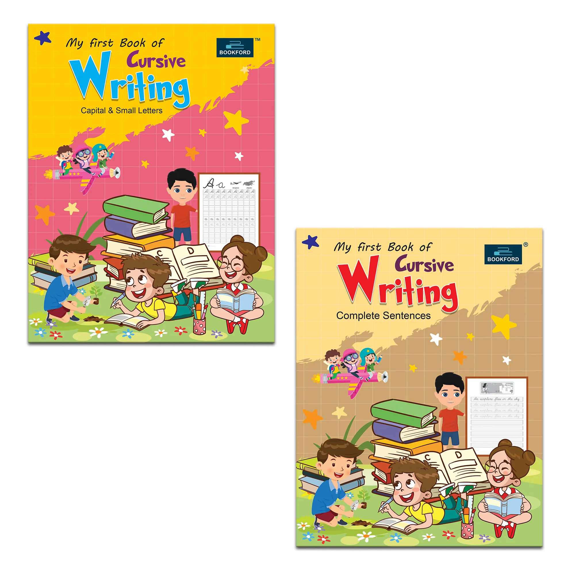 My First Cursive Writing Books For Kids - Set Of 2 Books - Capital & Small Letters , And Complete Sentences