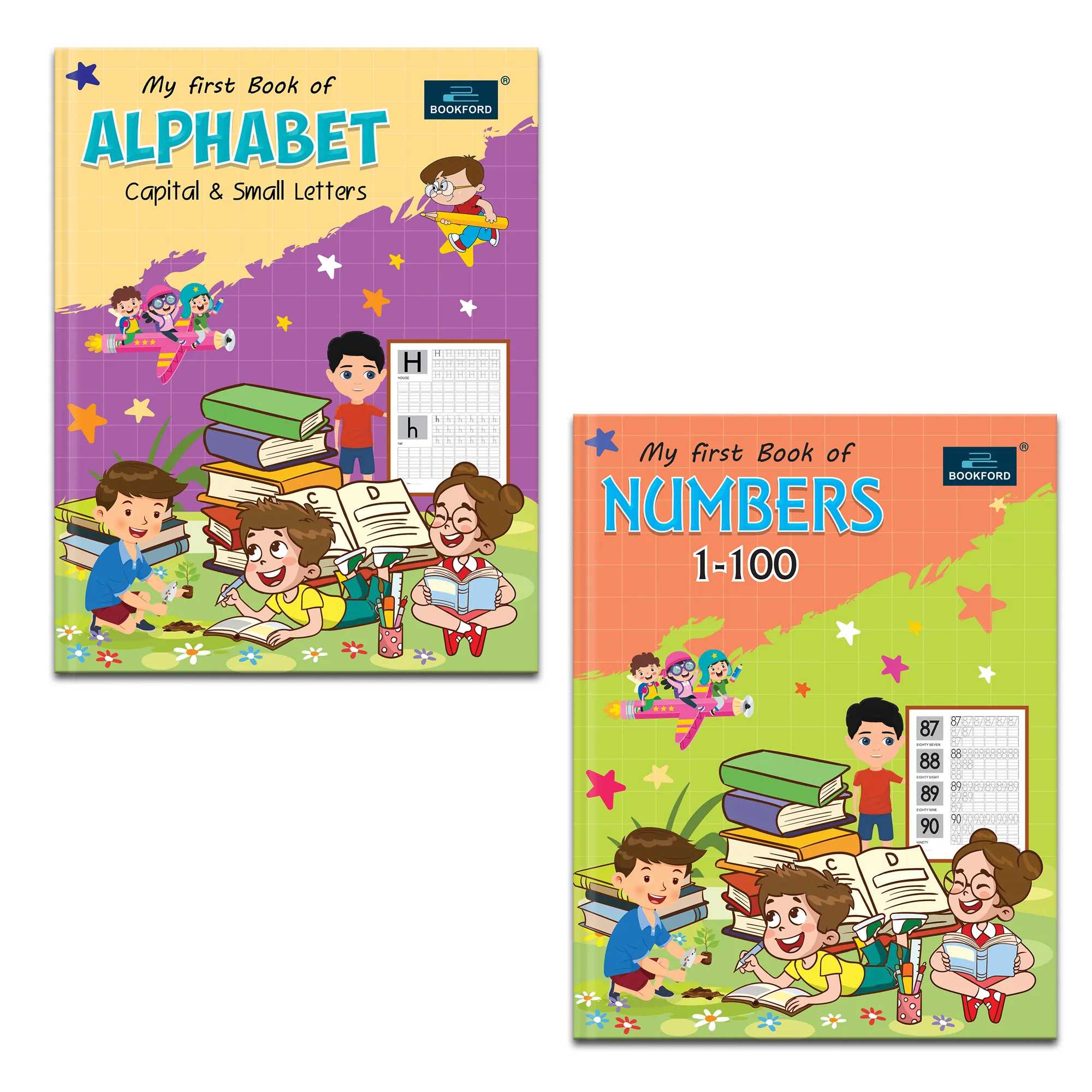 My First Writing Books For Kids - Set Of 2 Books - Capital & Small Letters, And Numbers 1-100