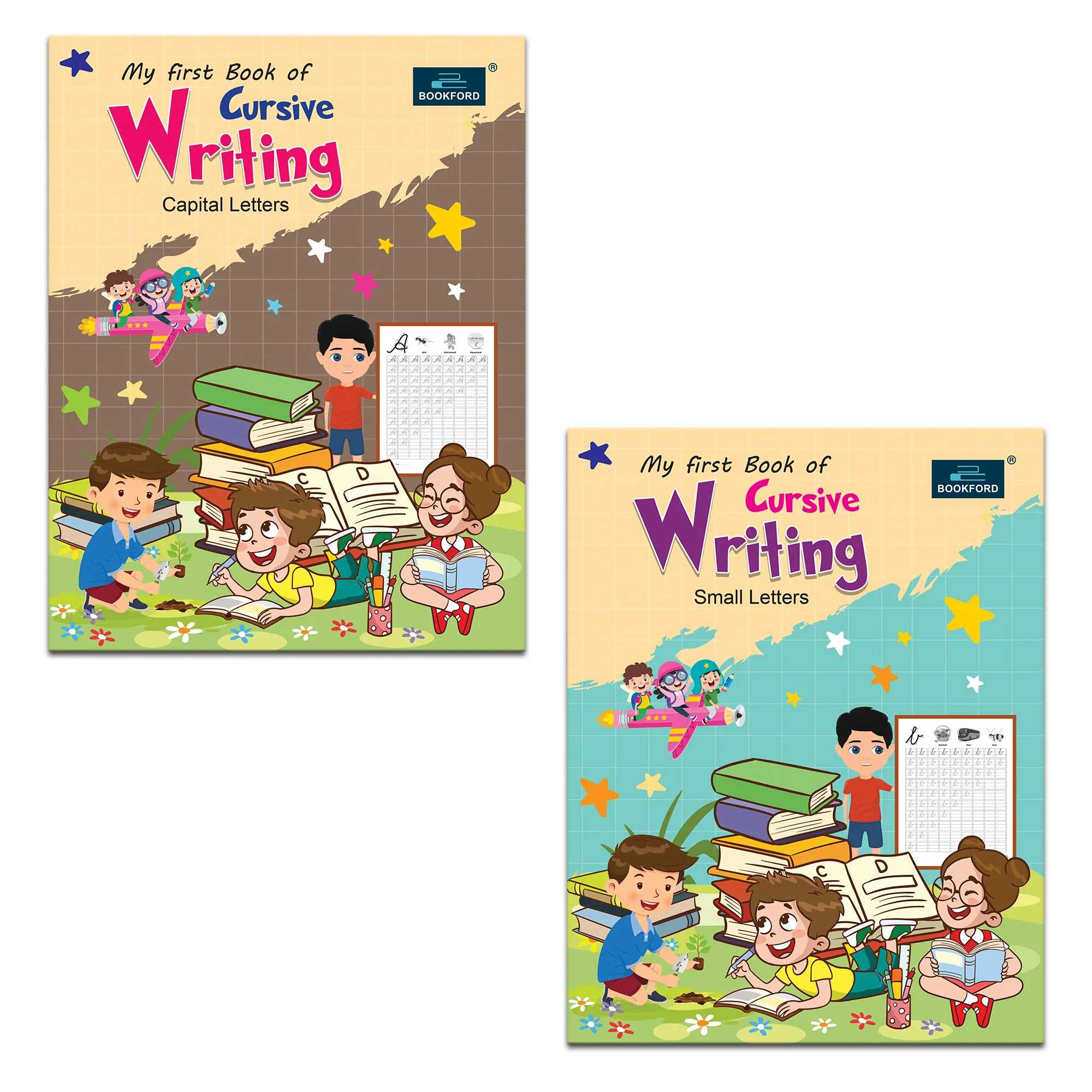 My First Cursive Writing Books For Kids - Set Of 2 Books - Capital Letters , And Small Letters