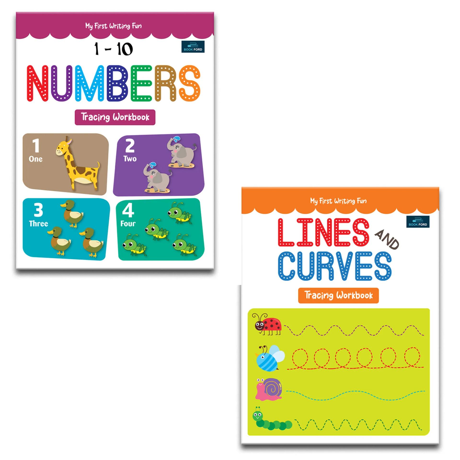 My First Writing Fun Tracing Workbook - Set Of 2 Books - Numbers 1-10 And Lines & Curves - 3 Years To 4 Years ,    - 2
