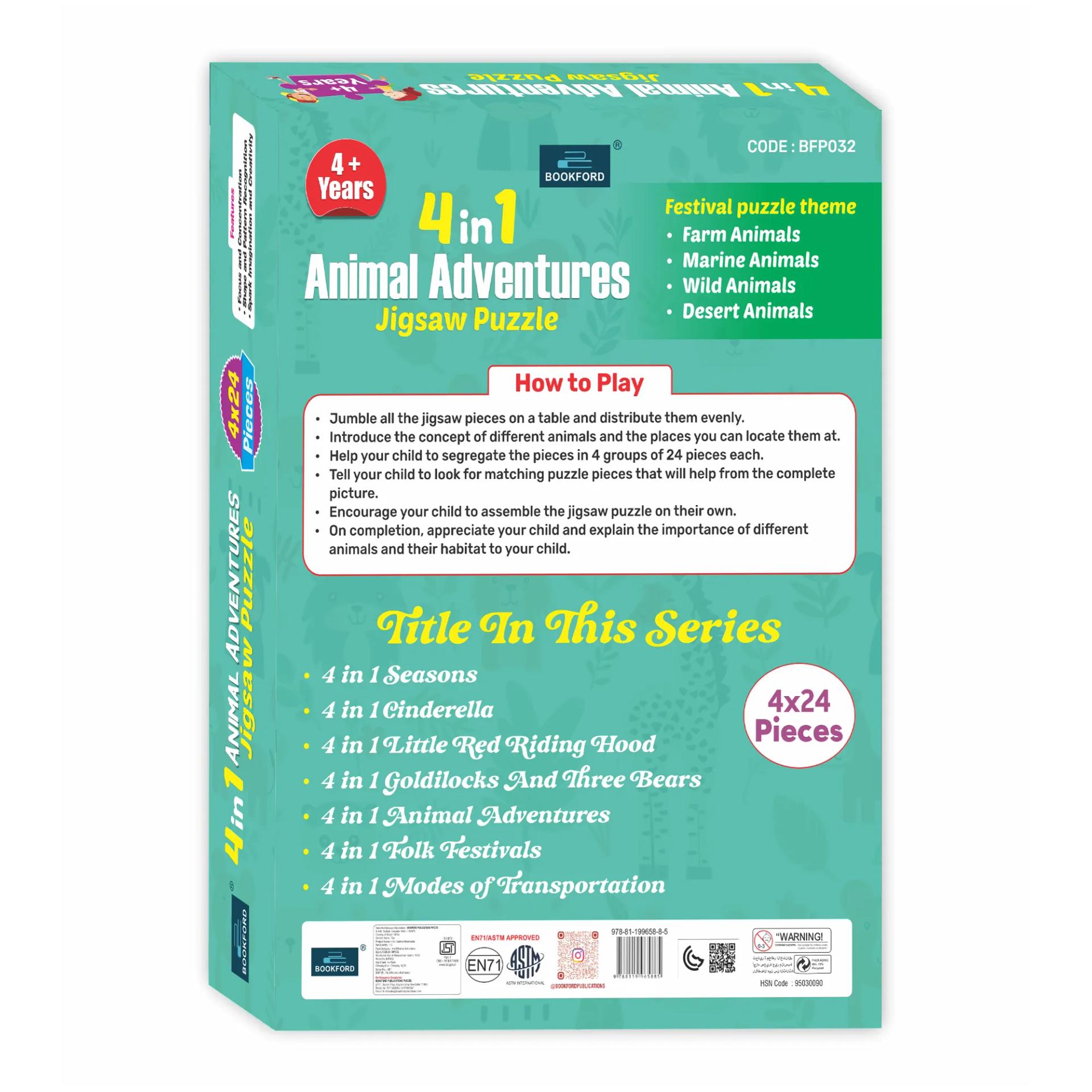 4 In 1 Animals Adventures Jigsaw Puzzle Game & Fun And Learning 96 Pieces - 6