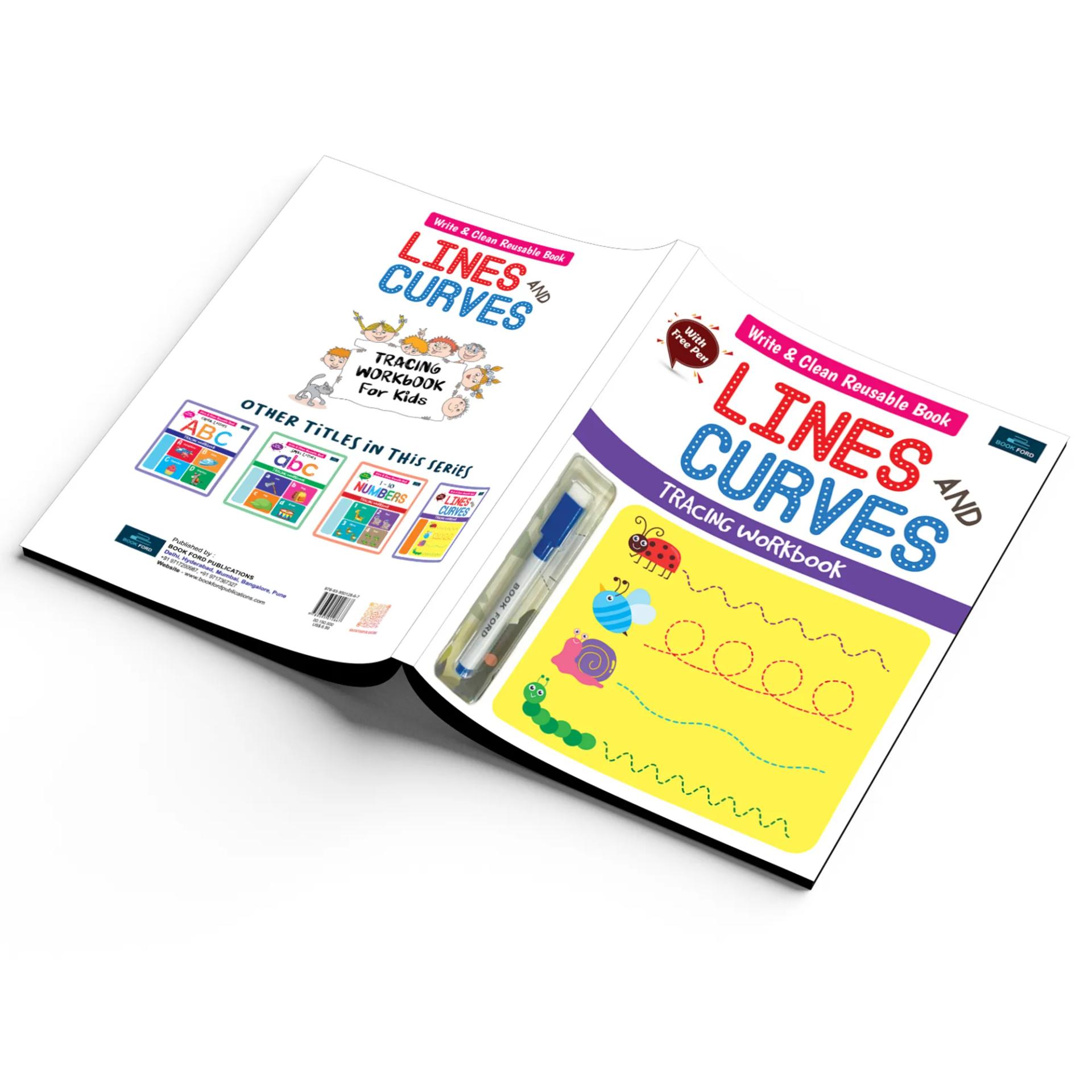 Write And Clean Reusable Book - Line And Curve Tracing Workbook For Kids - 5