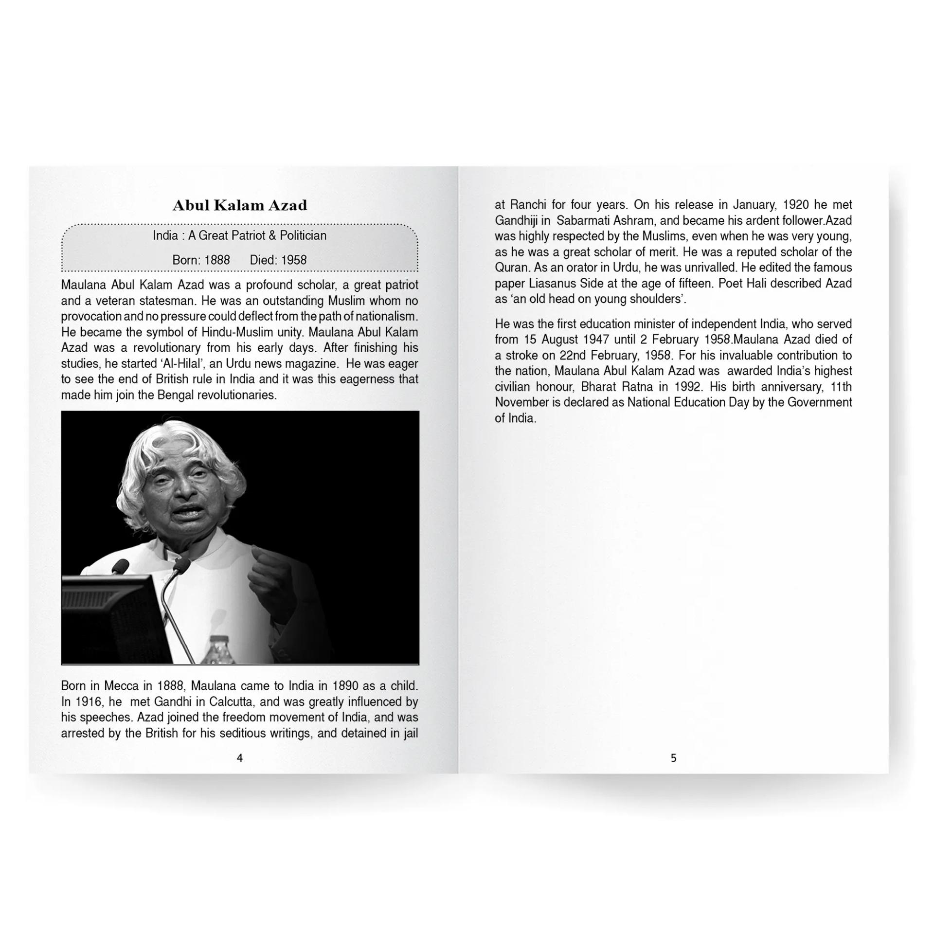 SHORT BIOGRAPHY - LEADERS & POLITICIANS - 1 FOR KIDS - 4