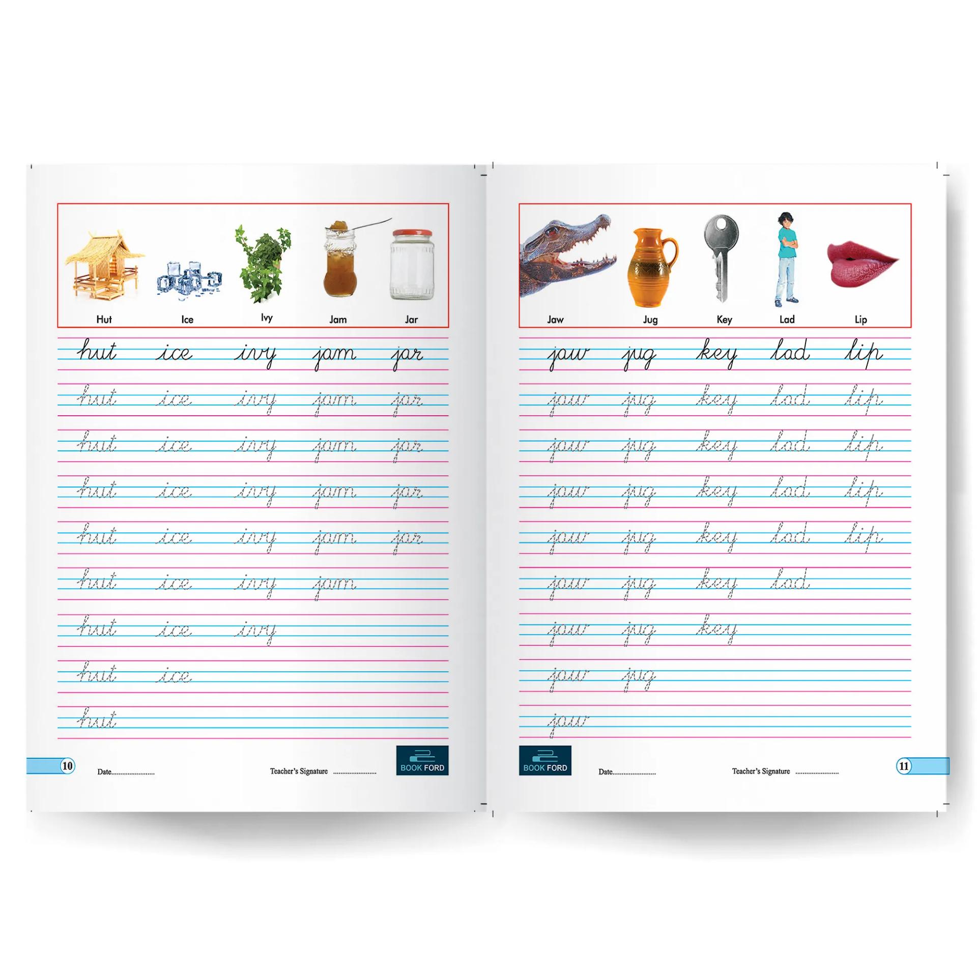 Cursive Writing Two, Three, Four, Five Letter Words & Sentences Books For Kids - Part 4 - 6