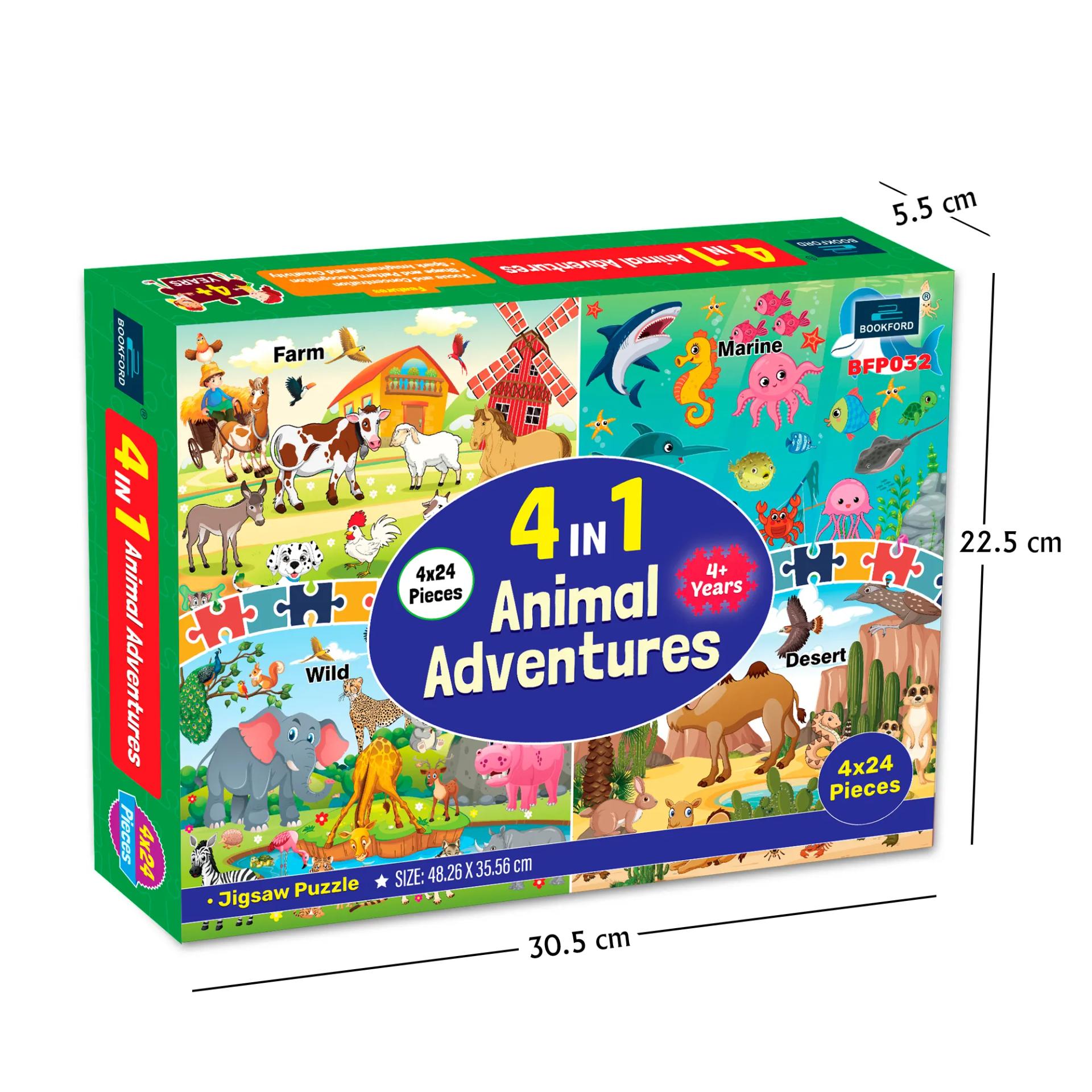 4 In 1 Animals Adventures Jigsaw Puzzle Game & Fun And Learning 96 Pieces - 5