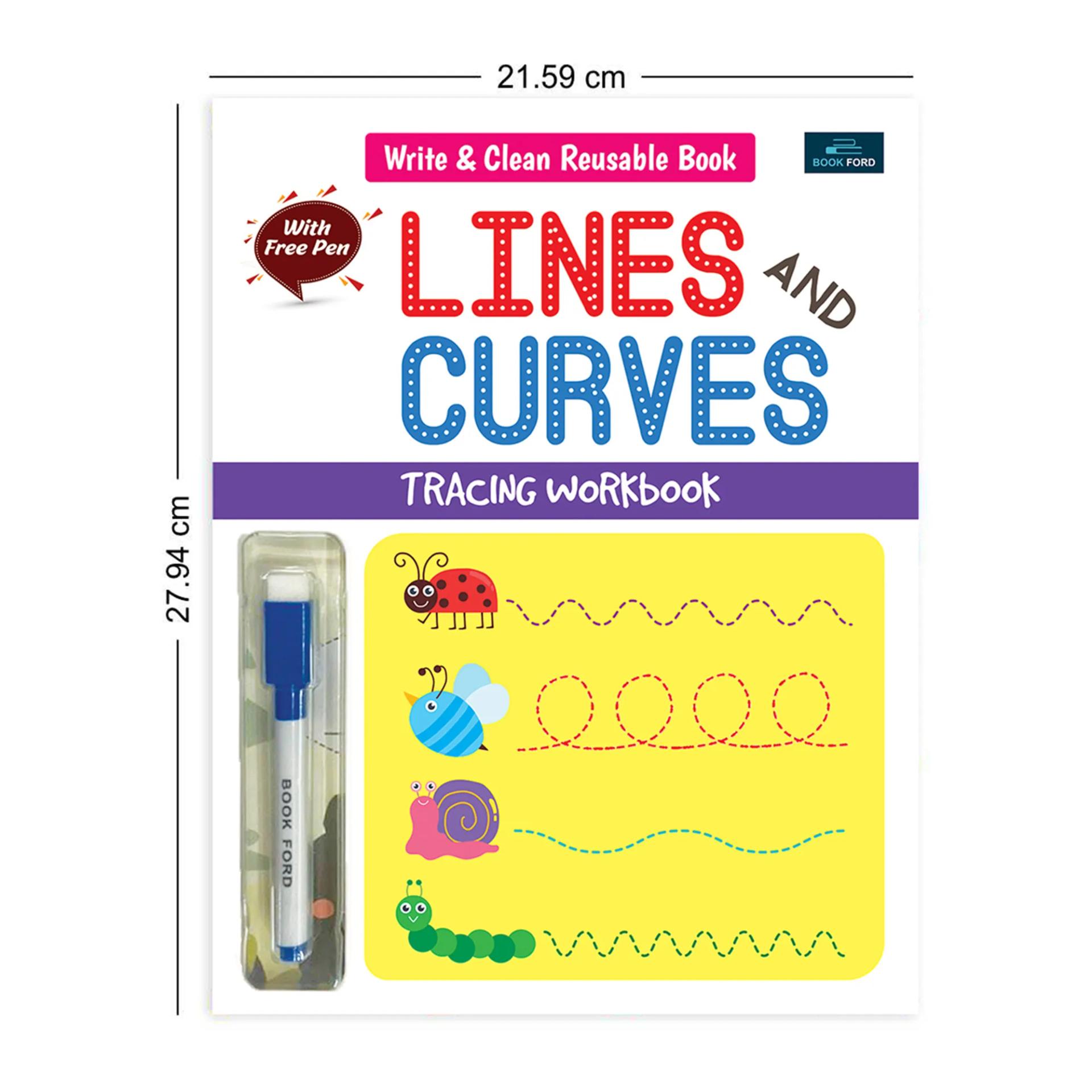 Write And Clean Reusable Book - Line And Curve Tracing Workbook For Kids - 2