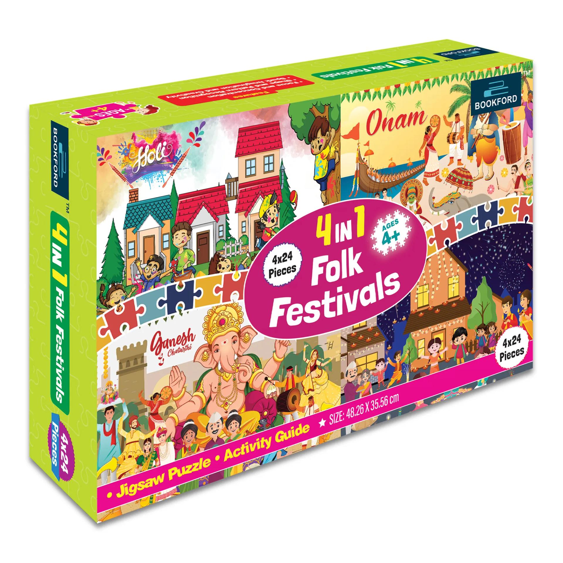 4 In 1 Folk Festivals Jigsaw Puzzle Game & Fun And Learning 96 Pieces - 2