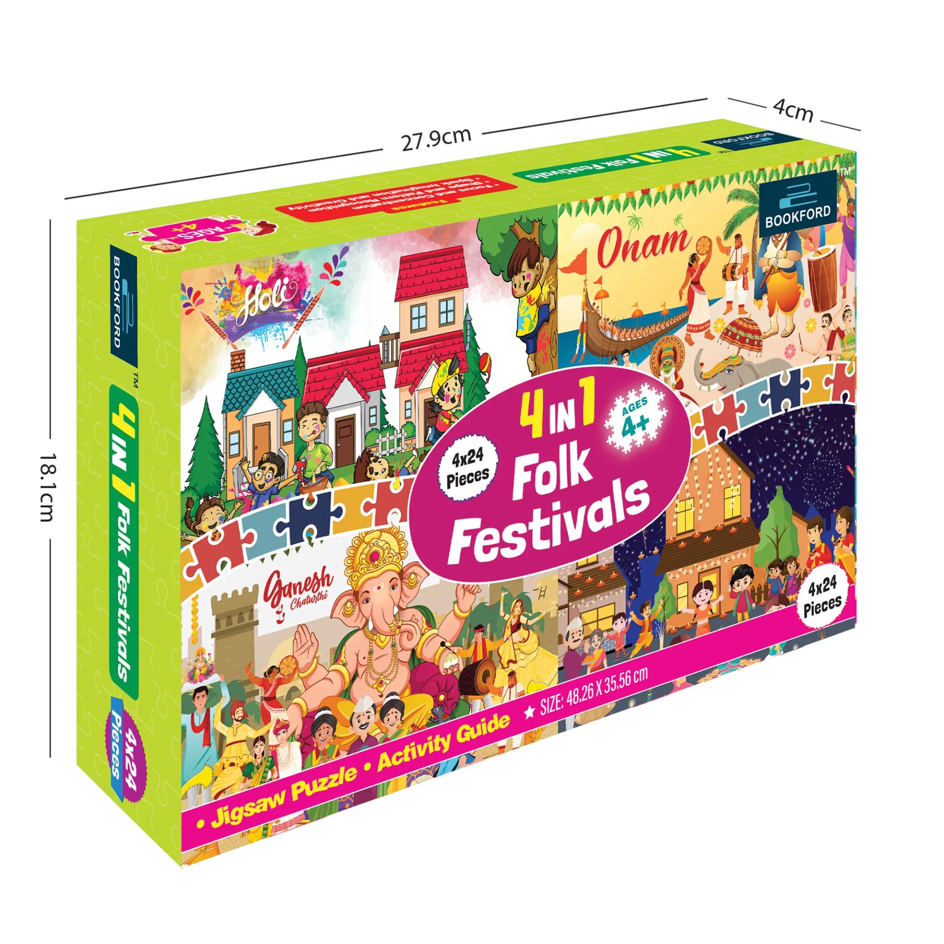4 In 1 Folk Festivals Jigsaw Puzzle Game & Fun And Learning 96 Pieces - 6