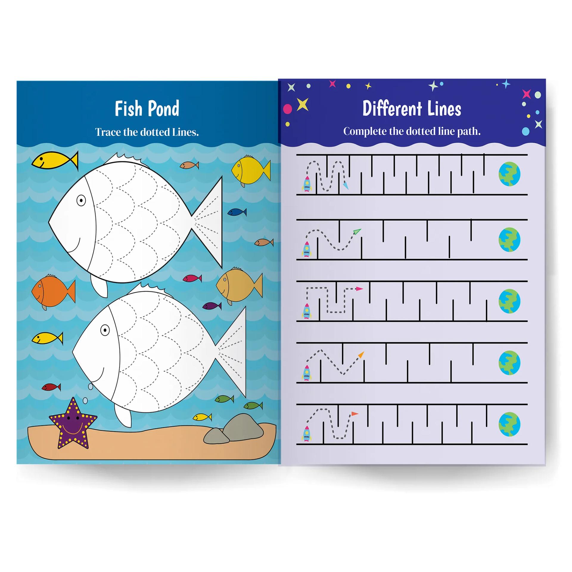 Write And Clean Reusable Book - Line And Curve Tracing Workbook For Kids - 7