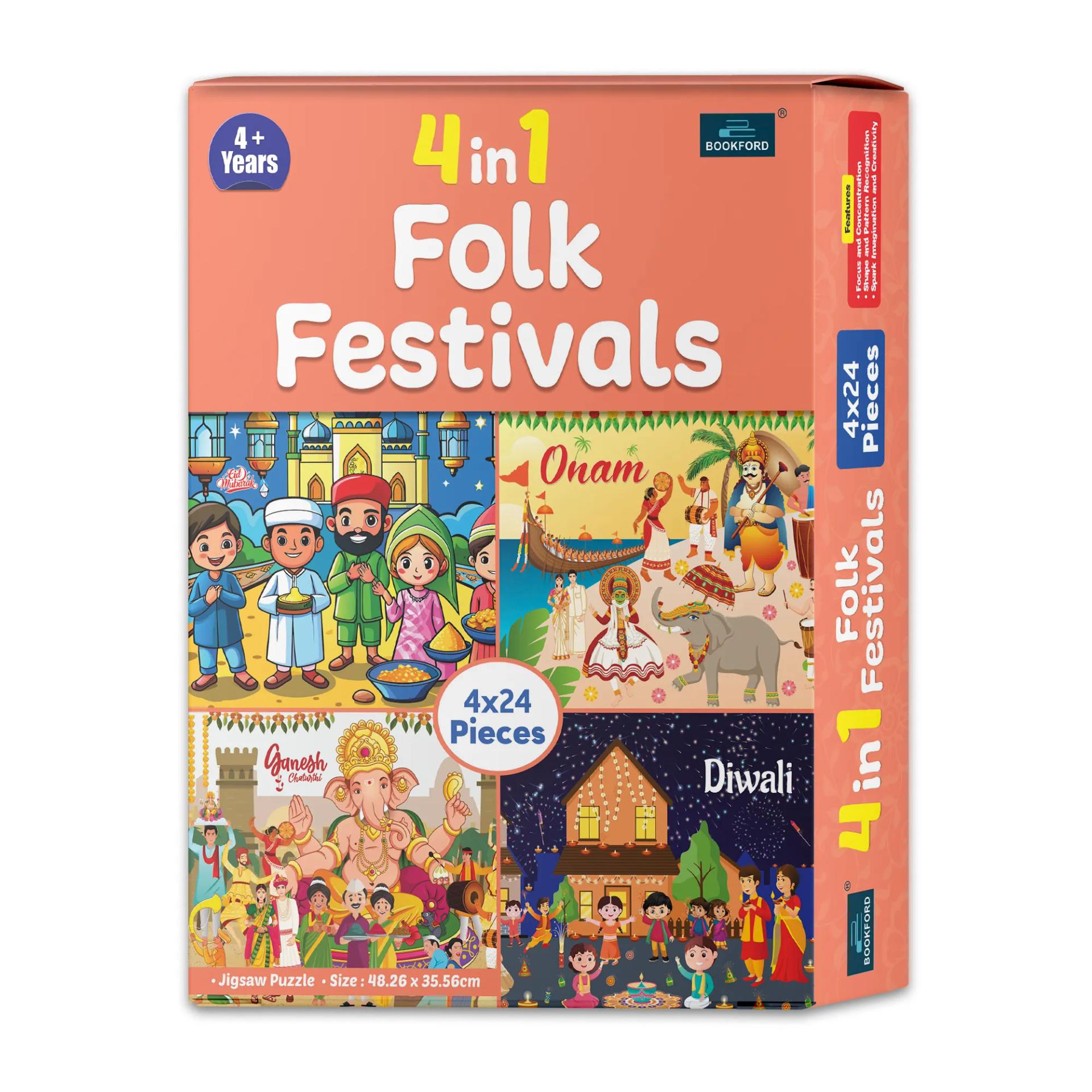 4 In 1 Folk Festivals Jigsaw Puzzle Game & Fun And Learning 96 Pieces - 1