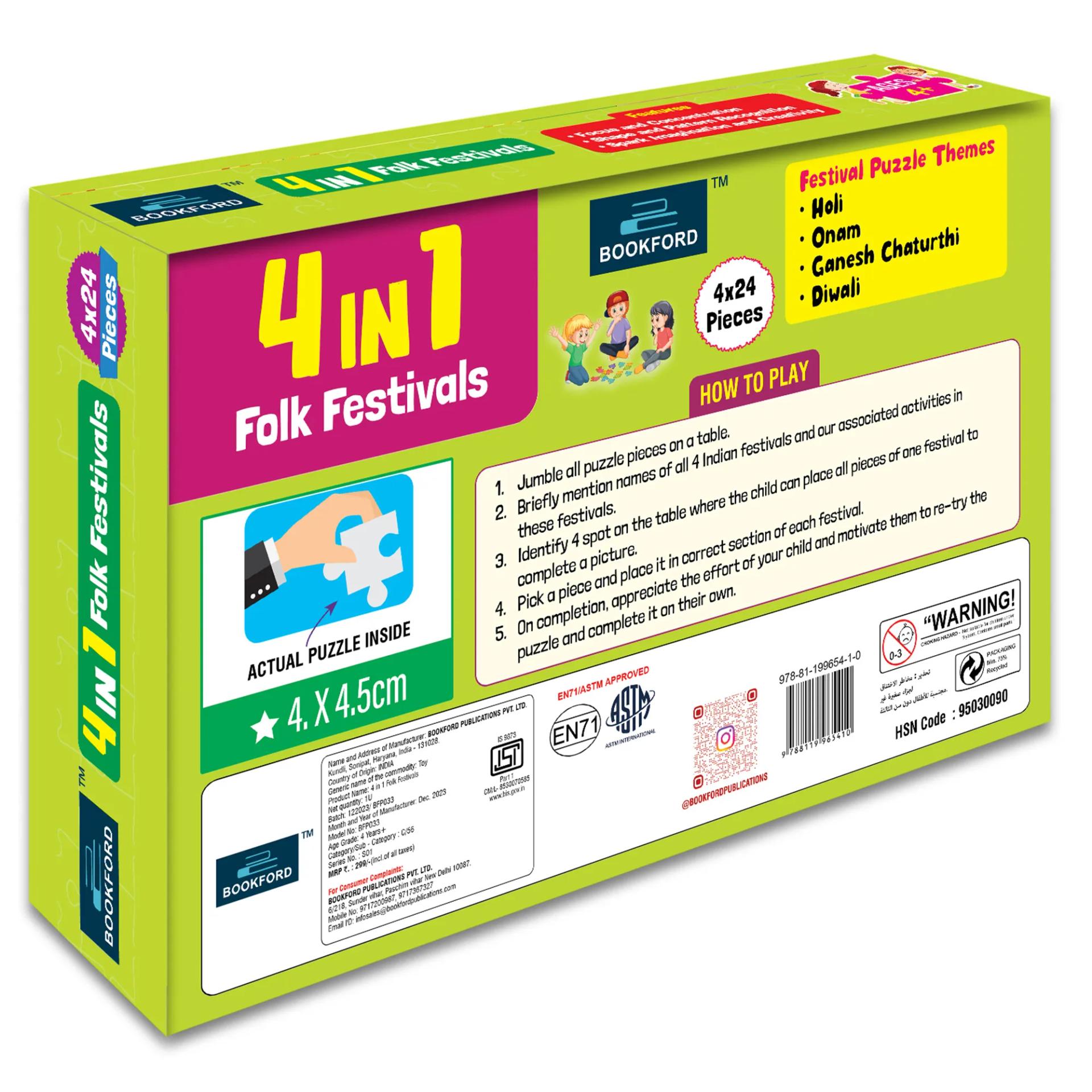 4 In 1 Folk Festivals Jigsaw Puzzle Game & Fun And Learning 96 Pieces - 8