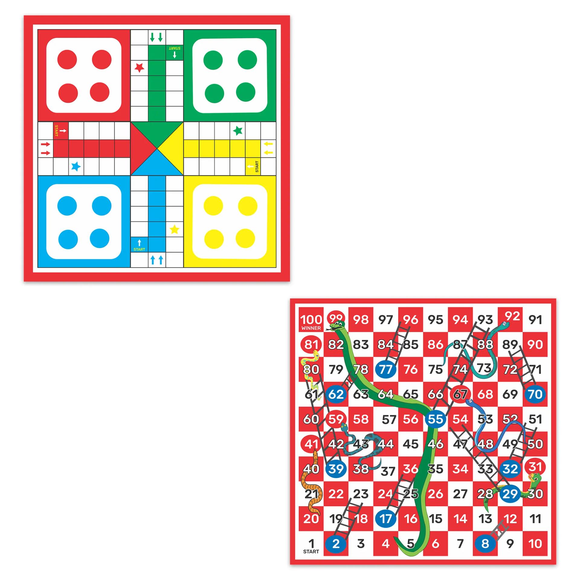 2 in 1 grand Ludo with Snakes & Ladders | Board Game for Kids & Families | Educational, Durable, Portable Fun for Ages 6+ | 10" Dual-Sided Board with 1 Dice & 16 Pawns - 3