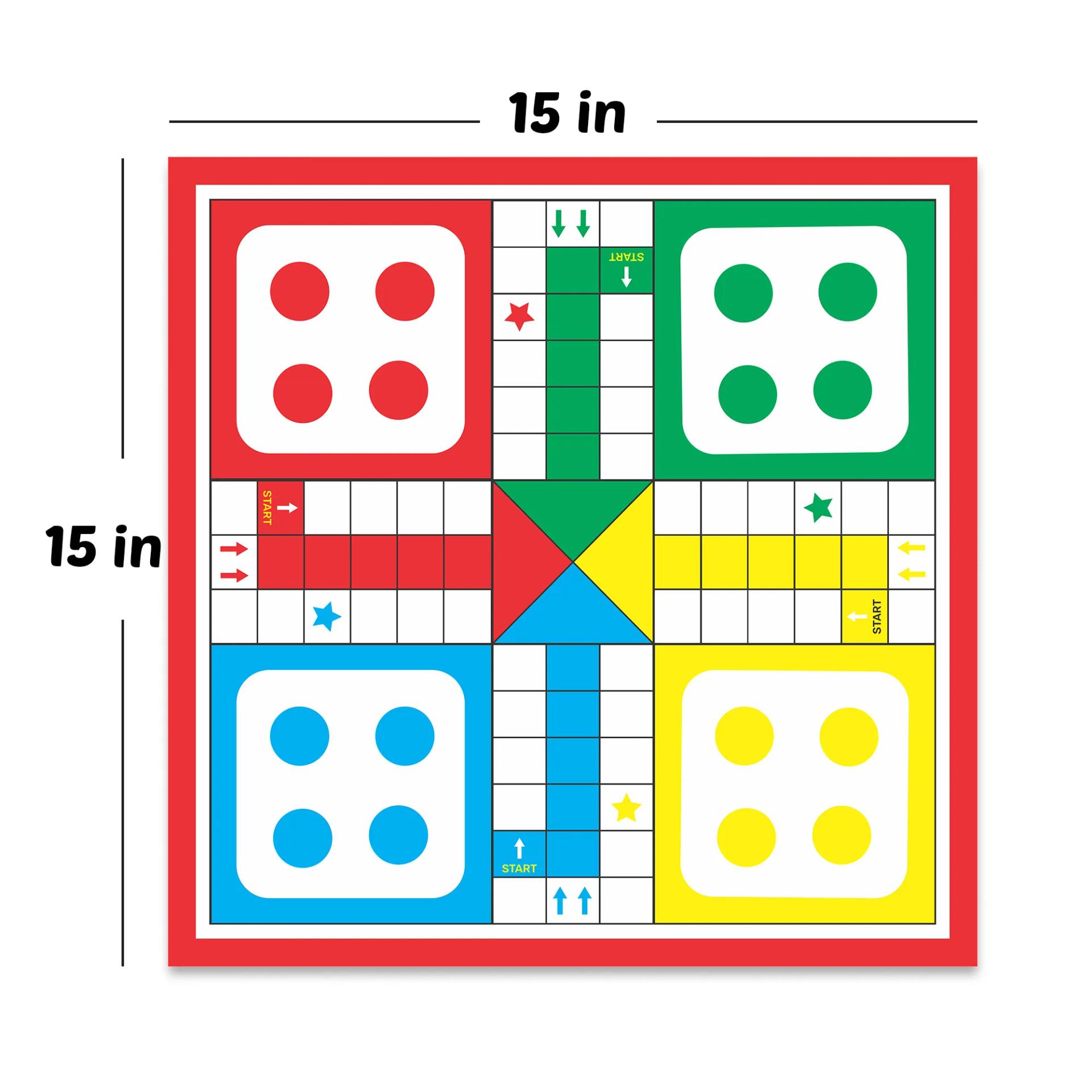 2 in 1 grand Ludo with Snakes & Ladders | Board Game for Kids & Families | Educational, Durable, Portable Fun for Ages 6+ | 10" Dual-Sided Board with 1 Dice & 16 Pawns - 5