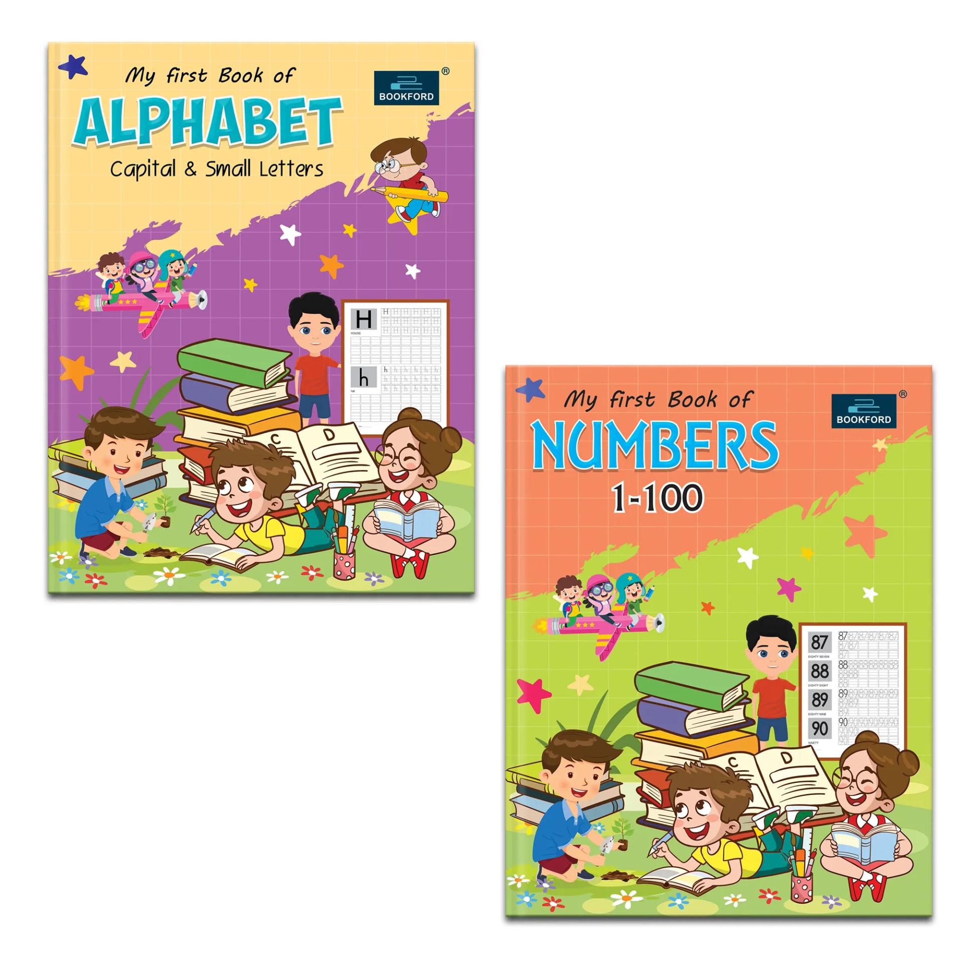My First Writing Books For Kids - Set Of 2 Books - Capital & Small Letters, And Numbers 1-100 - 1
